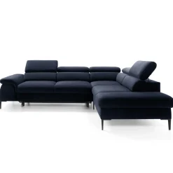 Divano letto regolabile angolare destra 5 posti 280x214cm tessuto blu Snuggity