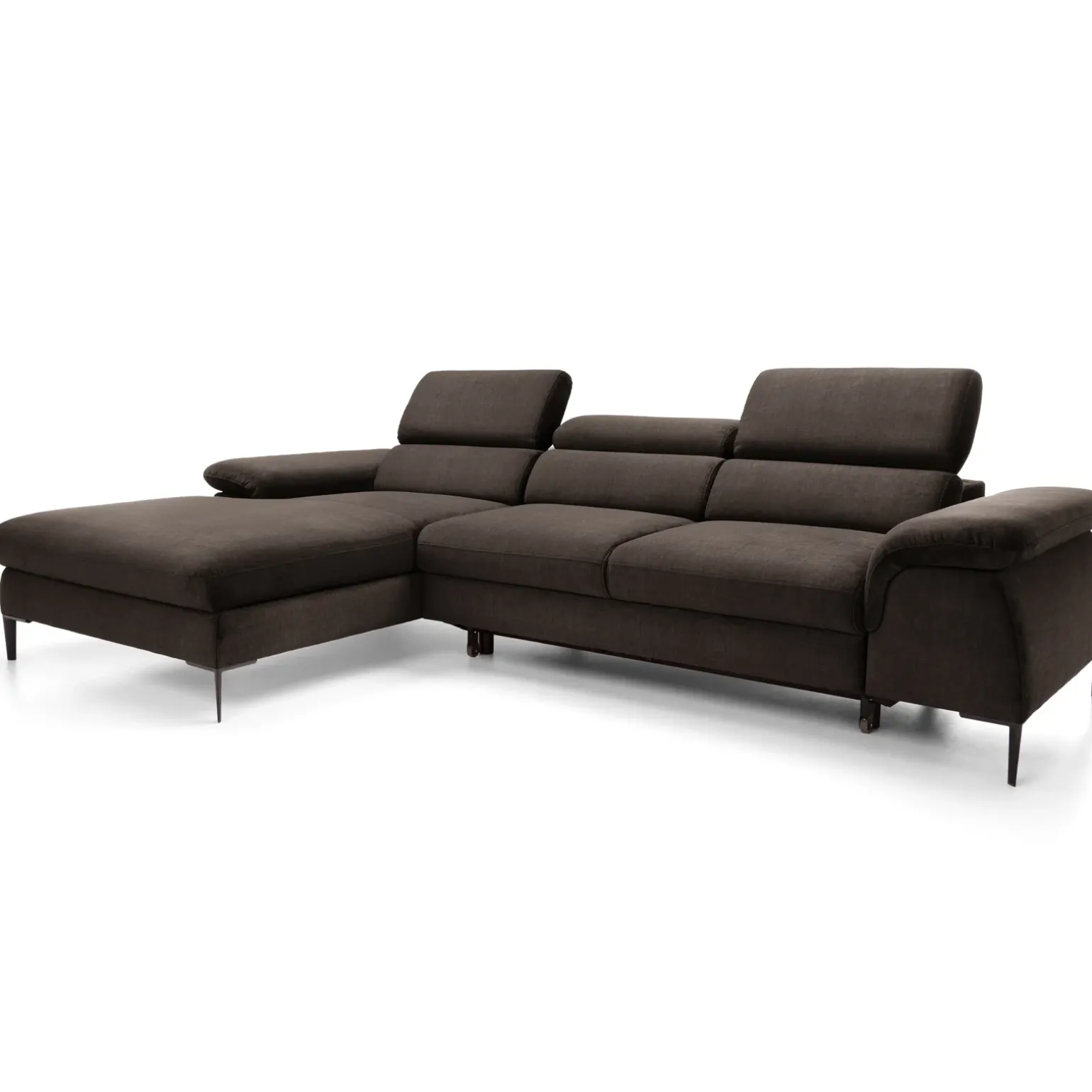 Divano letto regolabile angolare sinistra 4 posti 288x182cm tessuto marrone Loungey