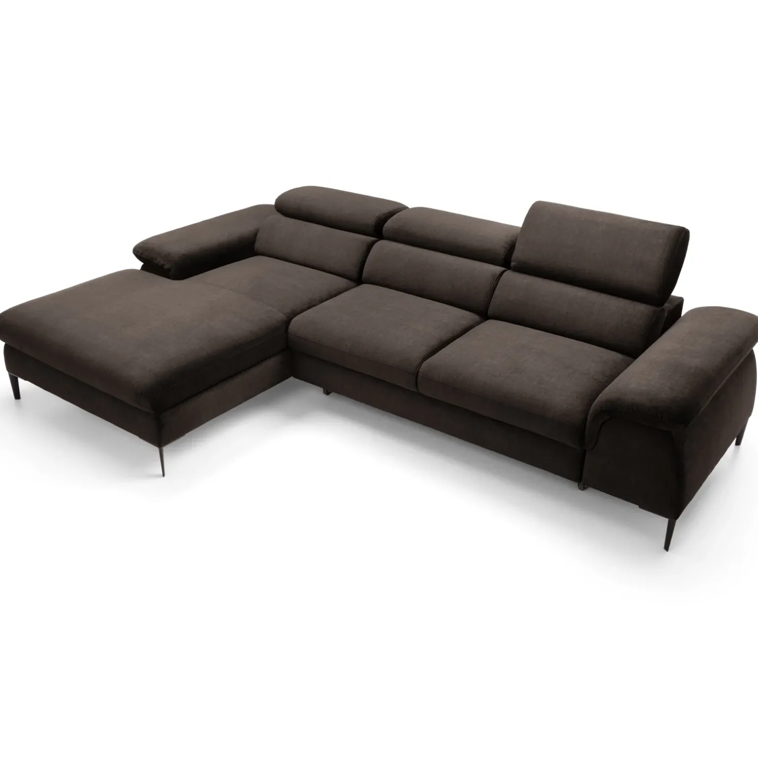 Divano letto regolabile angolare sinistra 4 posti 288x182cm tessuto marrone Loungey