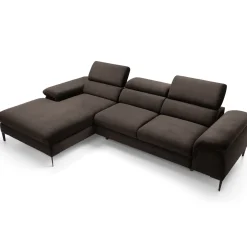 Divano letto regolabile angolare sinistra 4 posti 288x182cm tessuto marrone Loungey