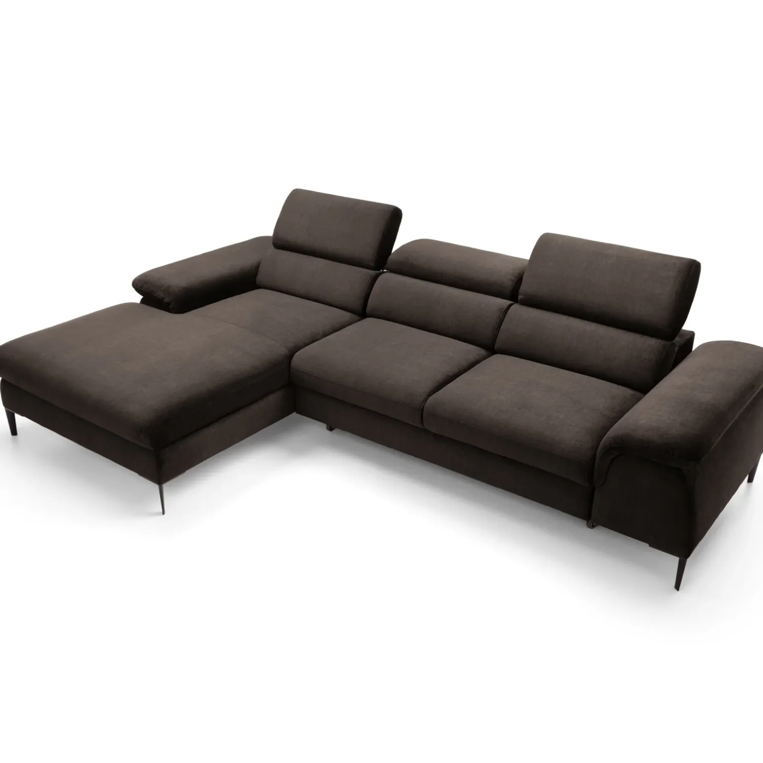 Divano letto regolabile angolare sinistra 4 posti 288x182cm tessuto marrone Loungey
