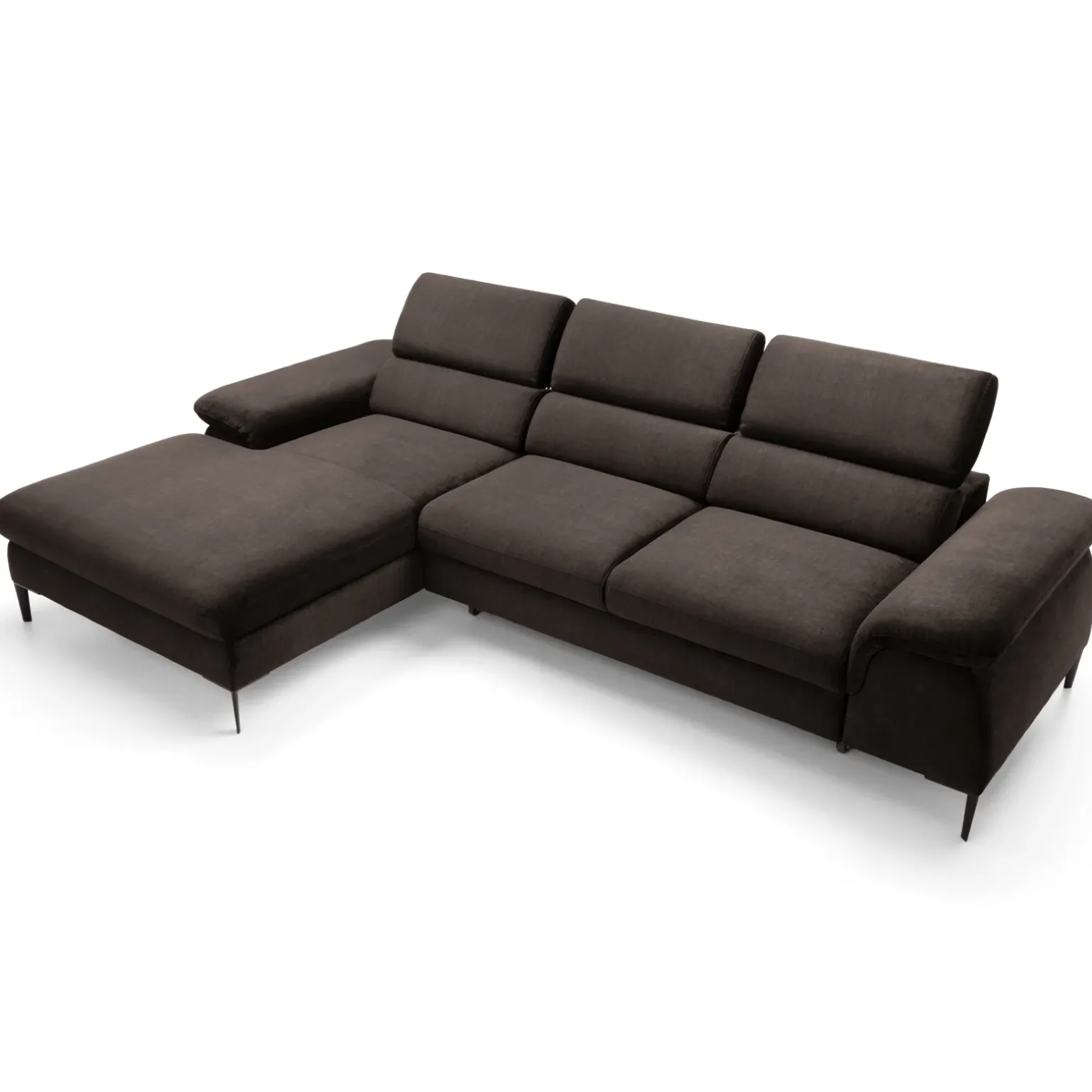 Divano letto regolabile angolare sinistra 4 posti 288x182cm tessuto marrone Loungey