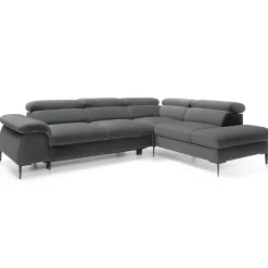Divano letto regolabile angolare destra 5 posti 280x214cm tessuto grigio Snuggity