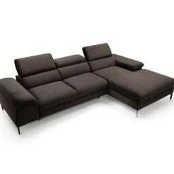 Divano letto regolabile angolare destra 4 posti 288x182cm tessuto marrone Loungey