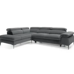 Divano letto regolabile angolare sinistra 5 posti 280x214cm tessuto grigio Snuggity