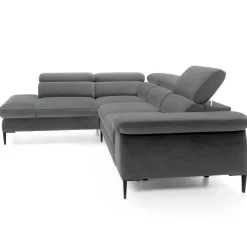 Divano letto regolabile angolare sinistra 5 posti 280x214cm tessuto grigio Snuggity