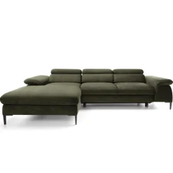 Divano letto regolabile angolare sinistra 4 posti 288x182cm tessuto verde oliva Loungey