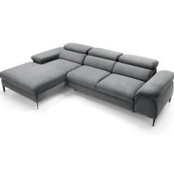 Divano letto regolabile angolare sinistra 4 posti 288x182cm tessuto grigio chiaro Loungey
