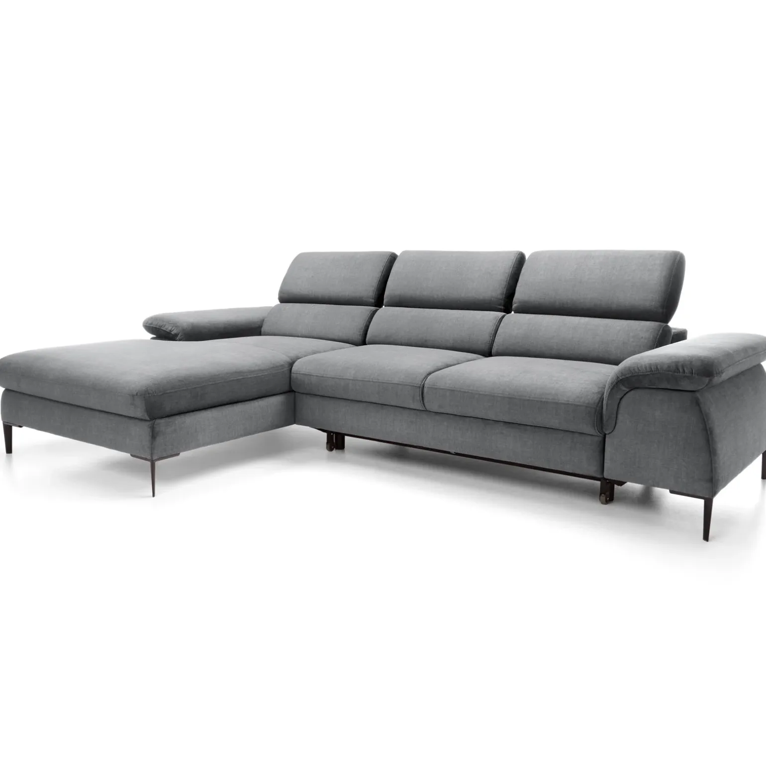 Divano letto regolabile angolare sinistra 4 posti 288x182cm tessuto grigio chiaro Loungey