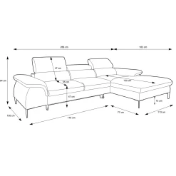 Divano letto regolabile angolare sinistra 4 posti 288x182cm tessuto grigio chiaro Loungey