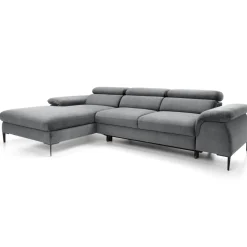 Divano letto regolabile angolare sinistra 4 posti 288x182cm tessuto grigio chiaro Loungey