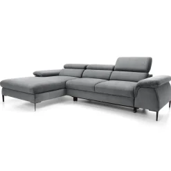 Divano letto regolabile angolare sinistra 4 posti 288x182cm tessuto grigio chiaro Loungey