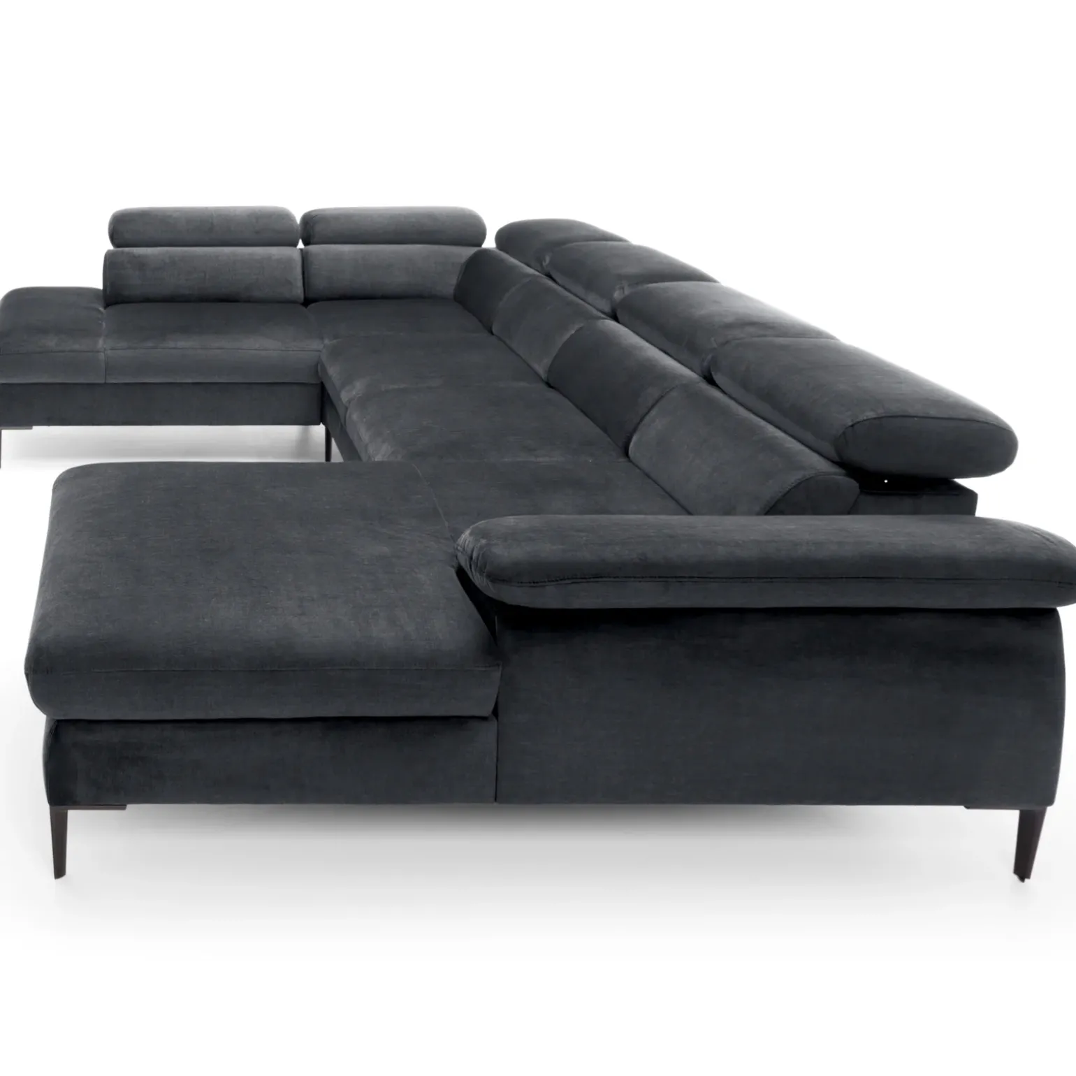 Divano letto regolabile angolare sinistro 5 posti 353x214cm tessuto grigio scuro Calmora