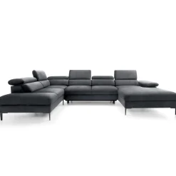 Divano letto regolabile angolare sinistro 5 posti 353x214cm tessuto grigio scuro Calmora
