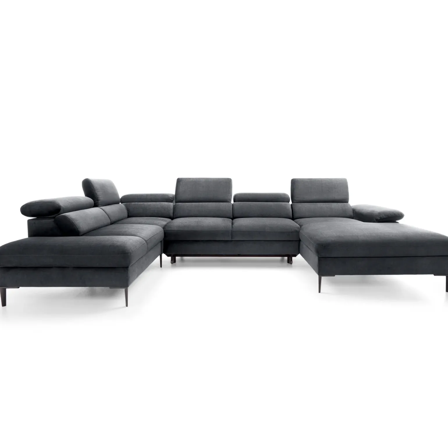Divano letto regolabile angolare sinistro 5 posti 353x214cm tessuto grigio scuro Calmora