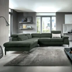 Divano letto regolabile angolare sinistra 5 posti 280x214cm tessuto verde Snuggity