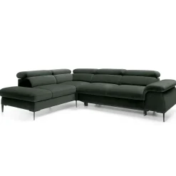 Divano letto regolabile angolare sinistra 5 posti 280x214cm tessuto verde Snuggity