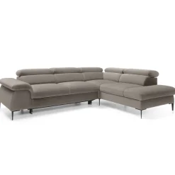 Divano letto regolabile angolare destra 5 posti 280x214cm tessuto tortora Snuggity