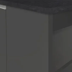 Isola cucina centrale 160x90cm 2 ante e vani antracite opaco con piano grigio effetto pietra Gourmet