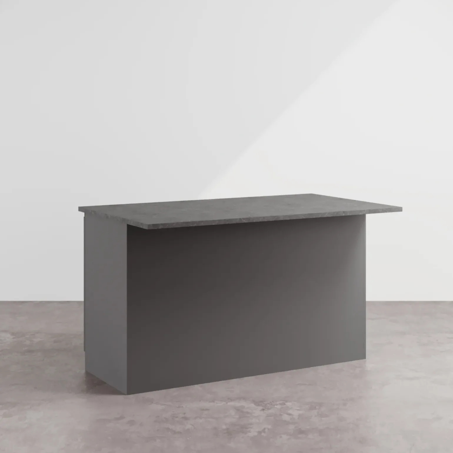 Isola cucina centrale 155x90cm 3 ante antracite opaco con piano grigio effetto pietra Gourmet