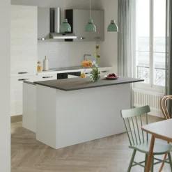 Isola cucina centrale 155x90cm 3 ante bianco laccato con piano grigio effetto pietra Gourmet