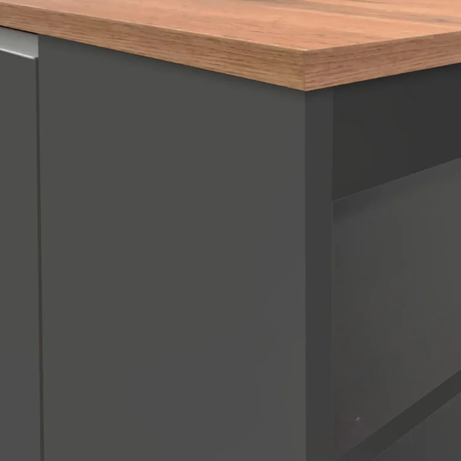 Isola cucina centrale 160x90cm 2 ante e vani antracite opaco con piano rovere Gourmet