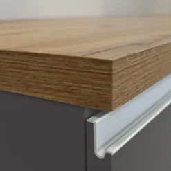 Isola cucina centrale 160x90cm 2 ante e vani antracite opaco con piano rovere Gourmet