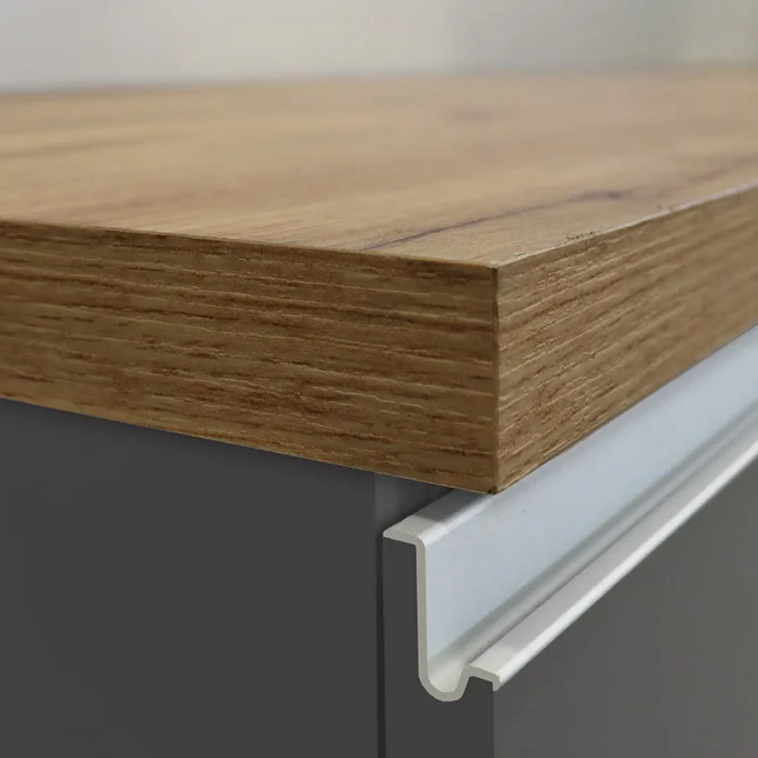 Isola cucina centrale 160x90cm 2 ante e vani antracite opaco con piano rovere Gourmet