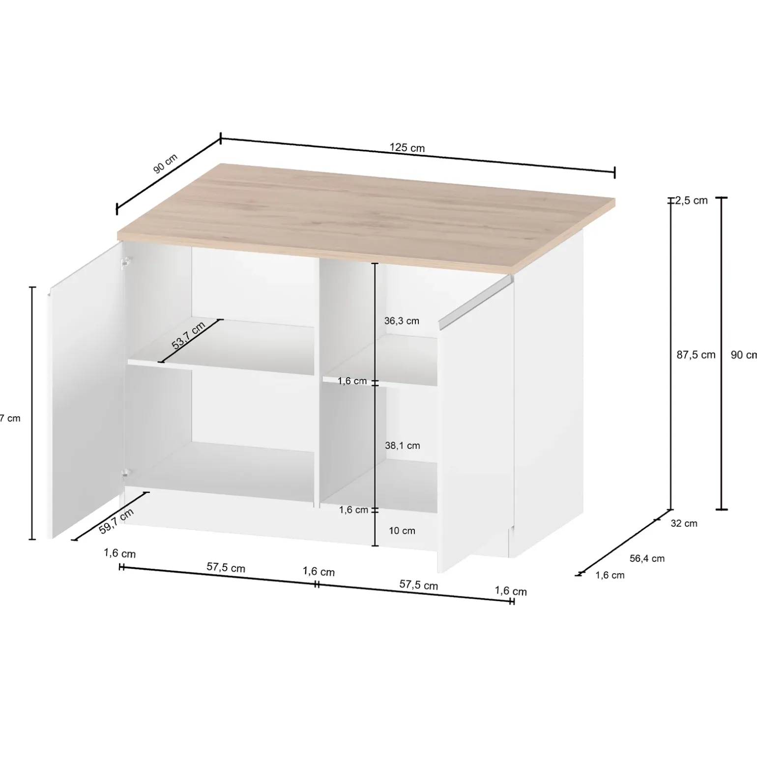Isola cucina centrale 125x90cm antracite piano grigio pietra Gourmet