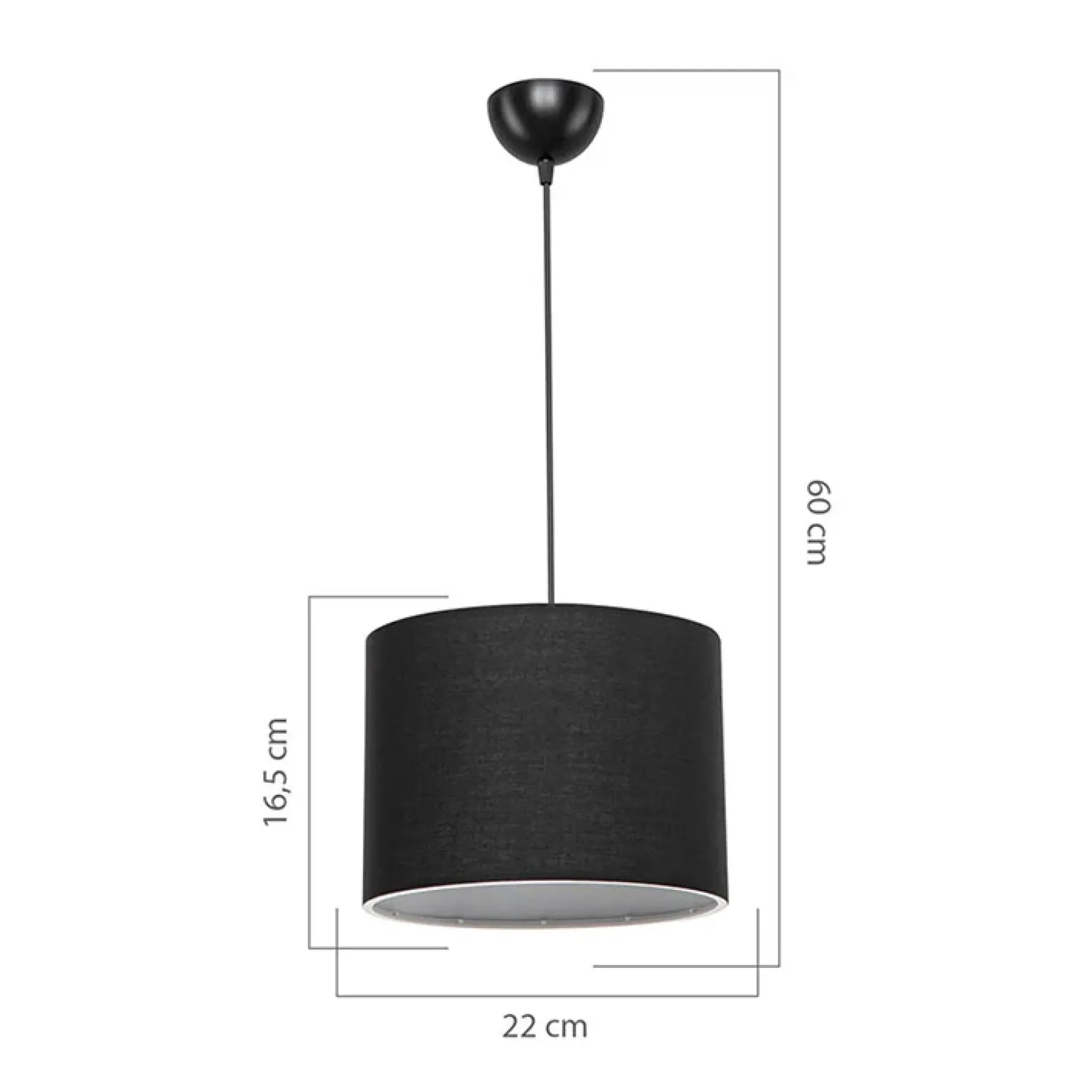 Lampadario 22x60cm da soffitto moderno nero Frabosa