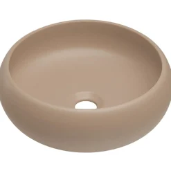 Lavabo bagno da appoggio 36x36cm ceramica beige cappuccino Roll