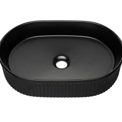 Lavabo bagno da appoggio 48x33cm ceramica nero cannettato Griffy