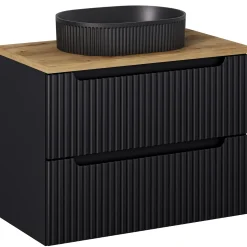 Lavabo bagno da appoggio 48x33cm ceramica nero cannettato Griffy