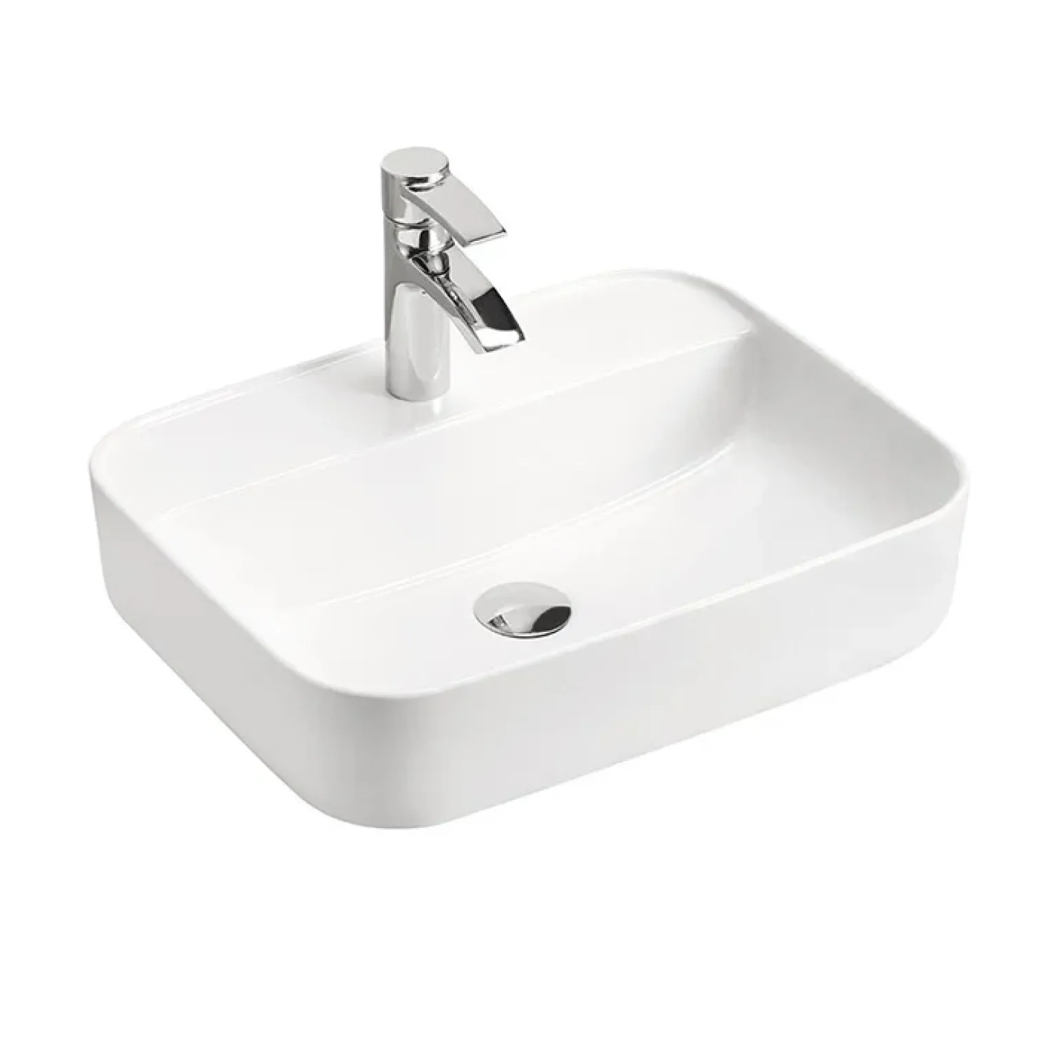 Lavabo bagno da appoggio 50x40cm rettangolare in ceramica bianco Arci