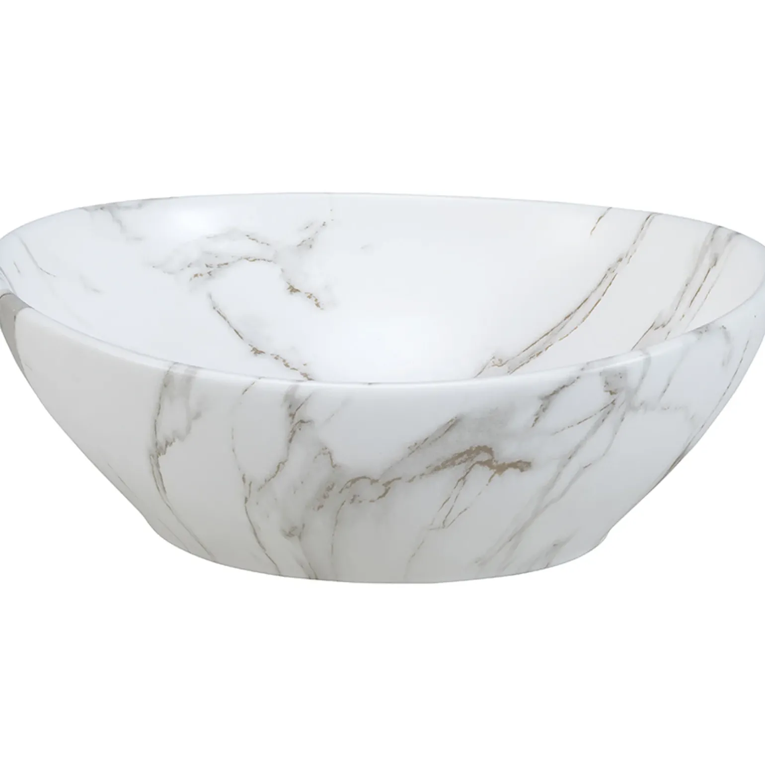 Lavabo bagno da appoggio 41x33cm ceramica bianco effetto marmo Marmy