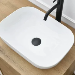 Lavabo bagno da appoggio 46x32cm in ceramica bianco lucido Frejus