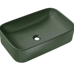 Lavabo bagno da appoggio 61x38cm ceramica verde Roundy