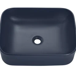 Lavabo bagno da appoggio 50x38cm ceramica blu Roundy