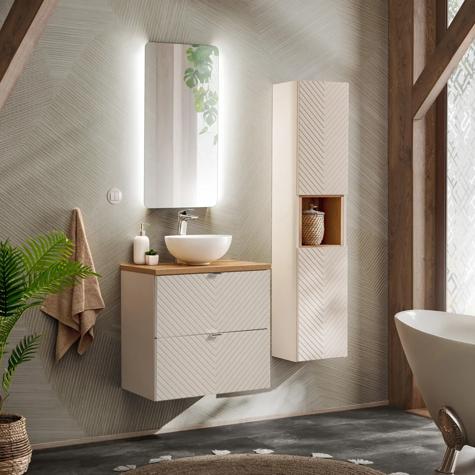 Lavabo bagno da appoggio ø32cm ceramica bianco Bollon