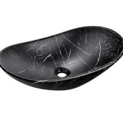 Lavabo bagno da appoggio 61x36cm ceramica nero Spuky