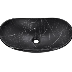 Lavabo bagno da appoggio 61x36cm ceramica nero Spuky