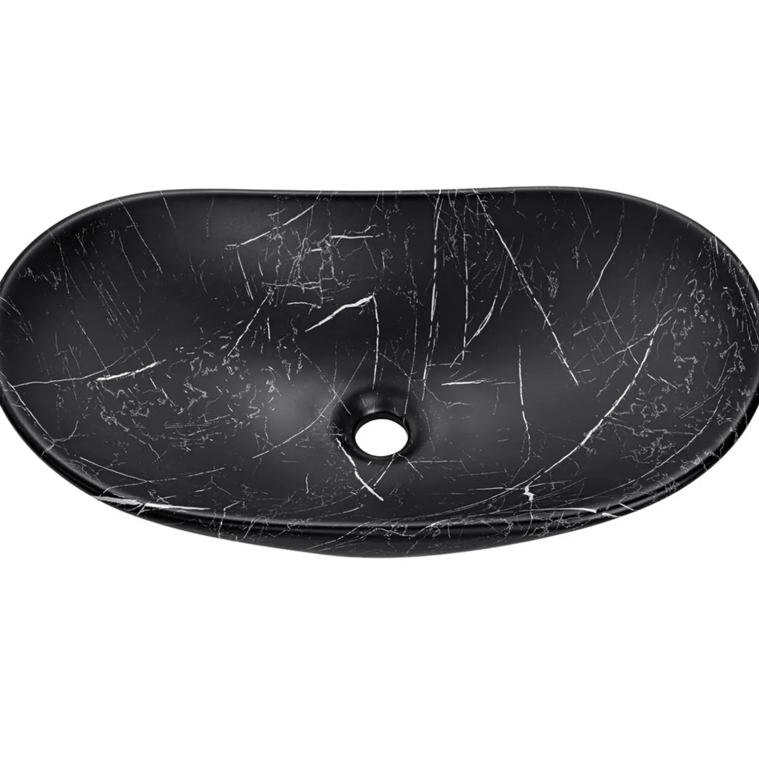 Lavabo bagno da appoggio 61x36cm ceramica nero Spuky