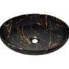Lavabo bagno da appoggio 52x40cm ceramica nero oro Limpid