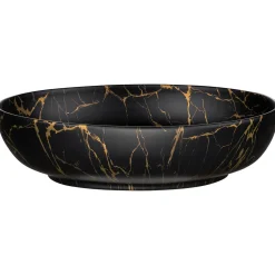 Lavabo bagno da appoggio 52x40cm ceramica nero oro Limpid
