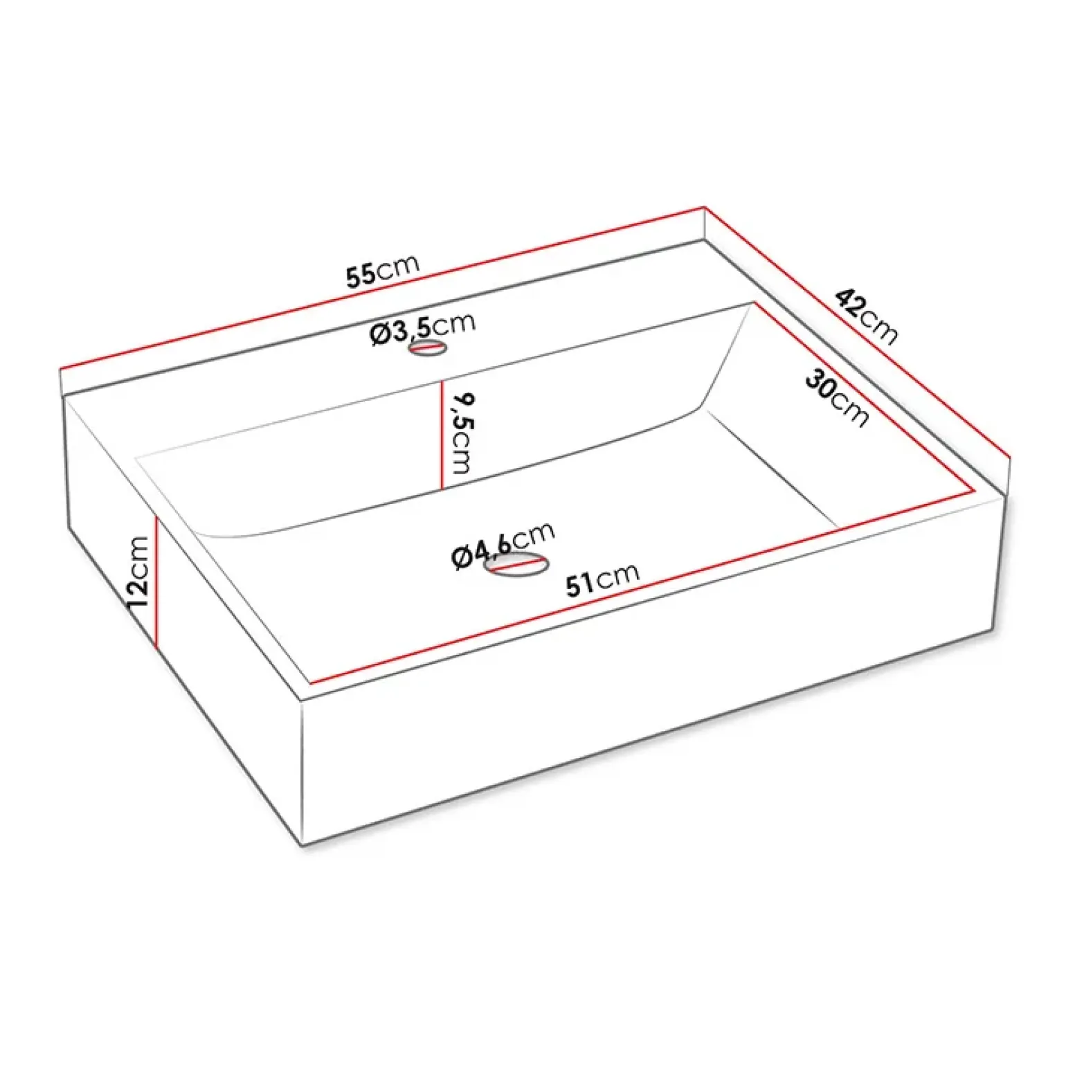 Lavabo bagno da appoggio 55x42cm bianco Soap