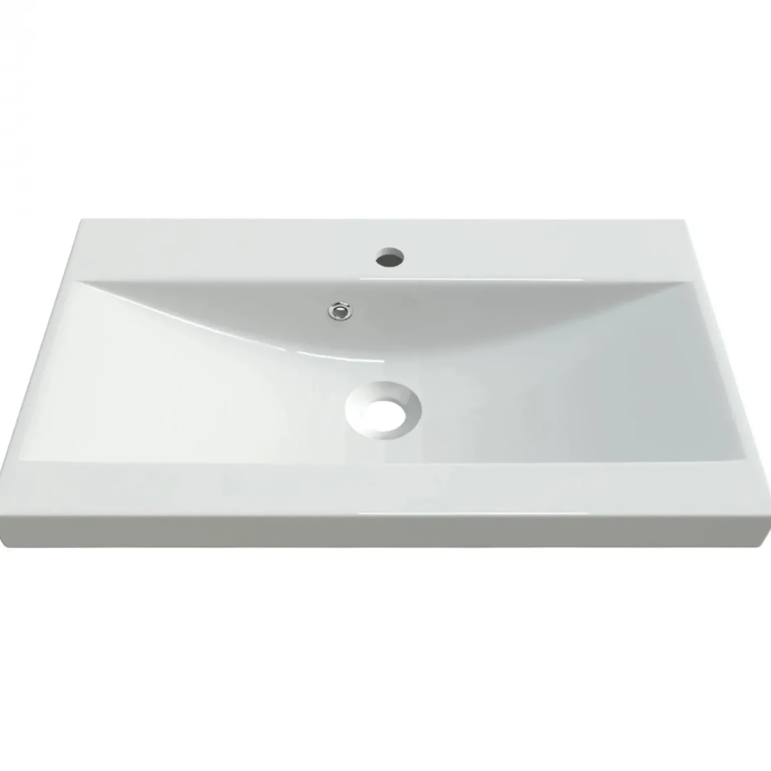 Lavabo bagno da incasso 60x35cm conglomerato bianco Bolla