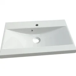Lavabo bagno da incasso 60x35cm conglomerato bianco Bolla