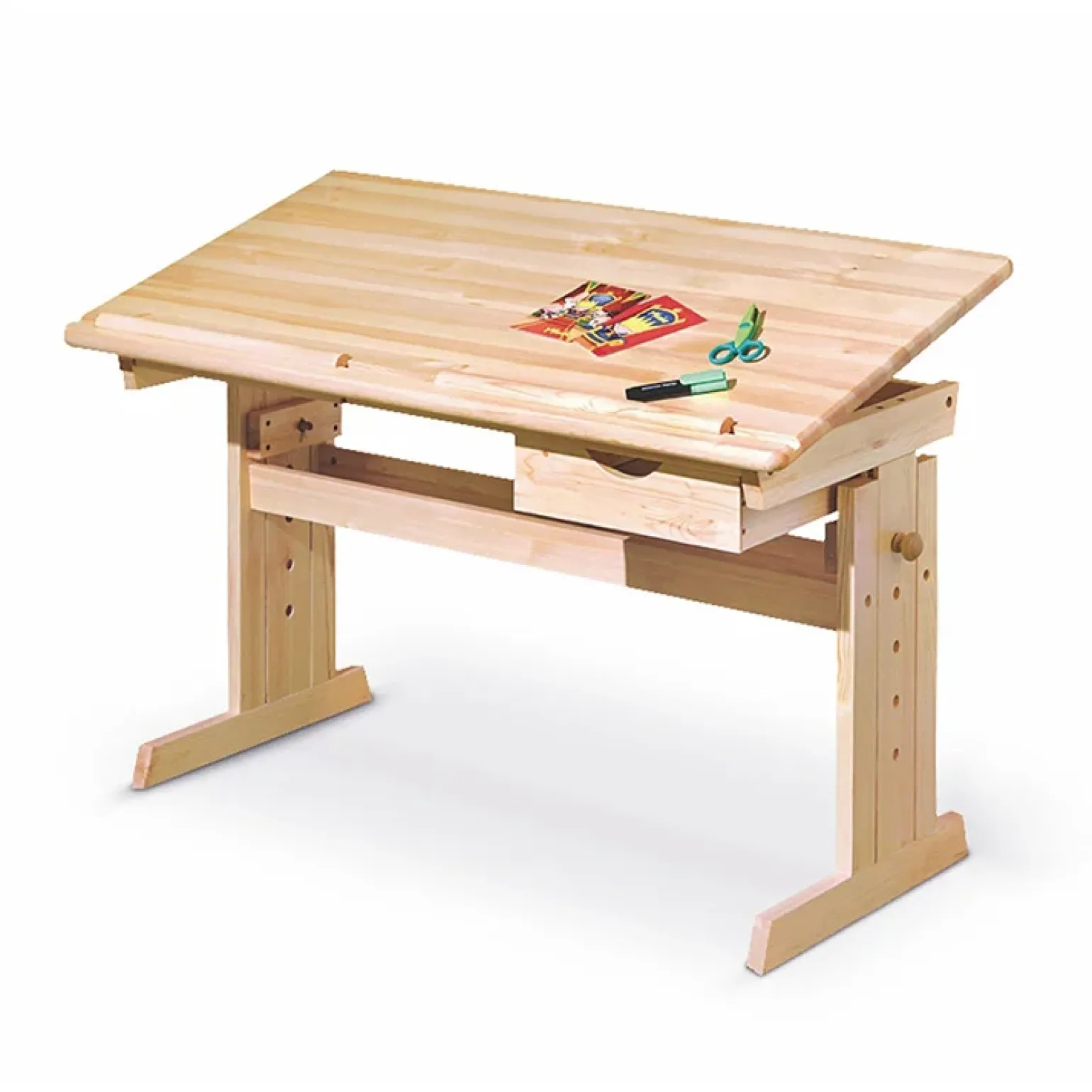 Lavagna per bambini regolabile 109x96cm pino Atenea