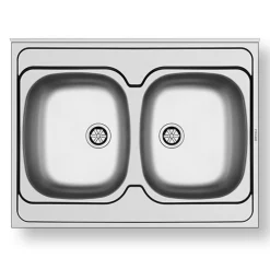 Lavello da appoggio 80x60cm cucina 2 vasche acciaio inox Help