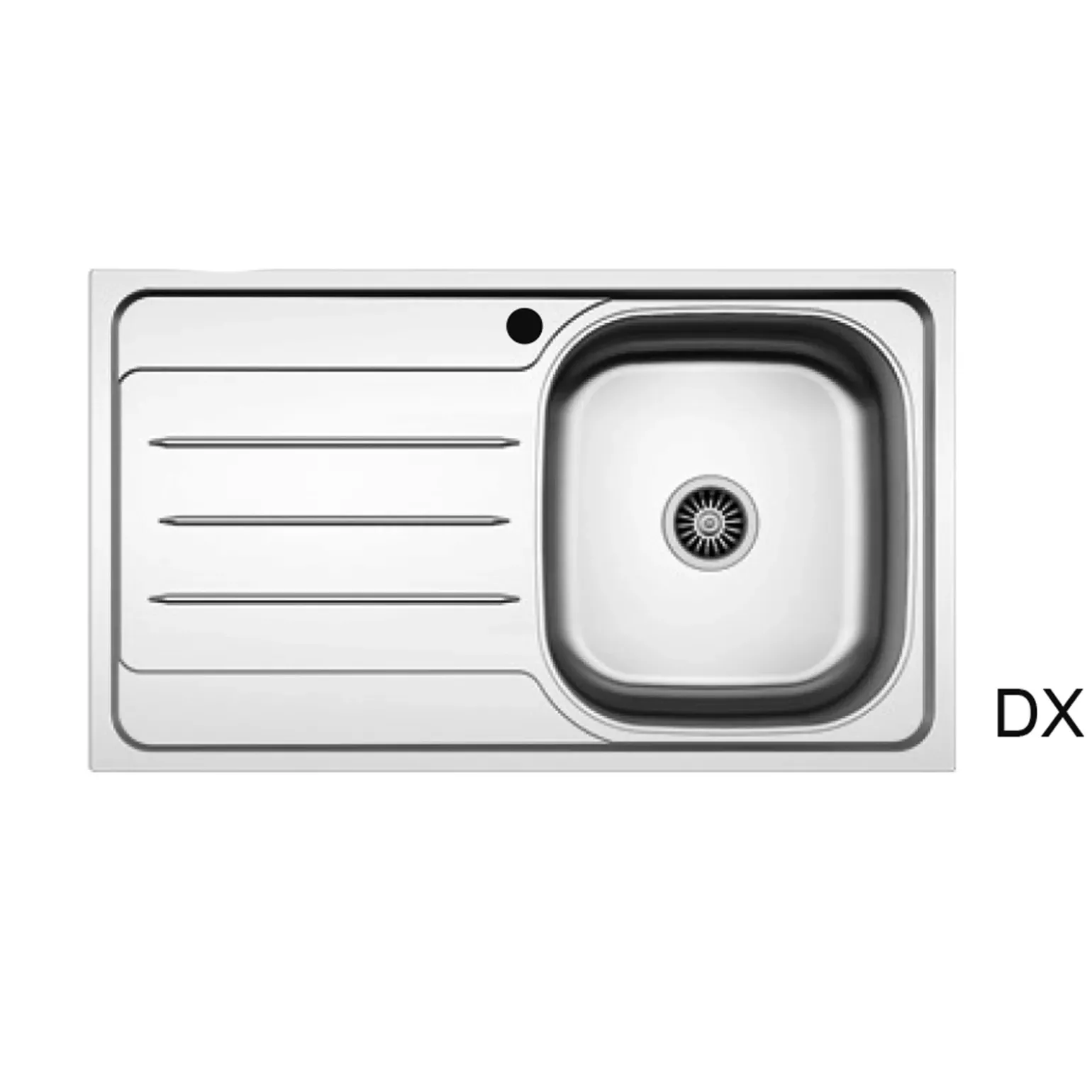 Lavello da incasso 79x50cm 1 vasca destra acciaio inox con gocciolatoio Asilcrome